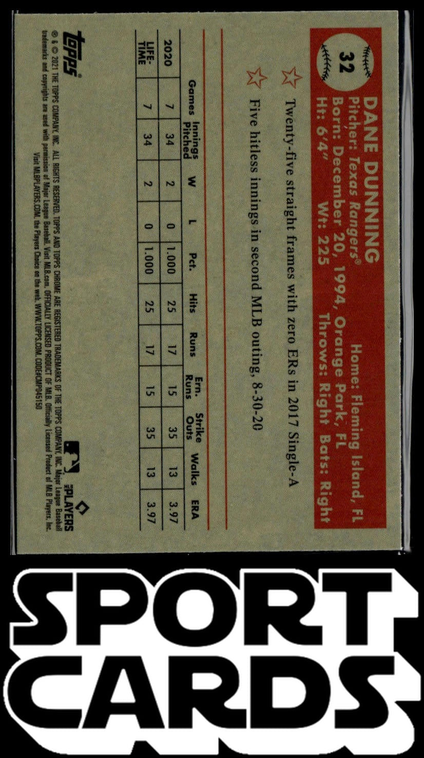 2021 Topps Chrome Platinum Anniversary #32 Dane Dunning SportCards.com