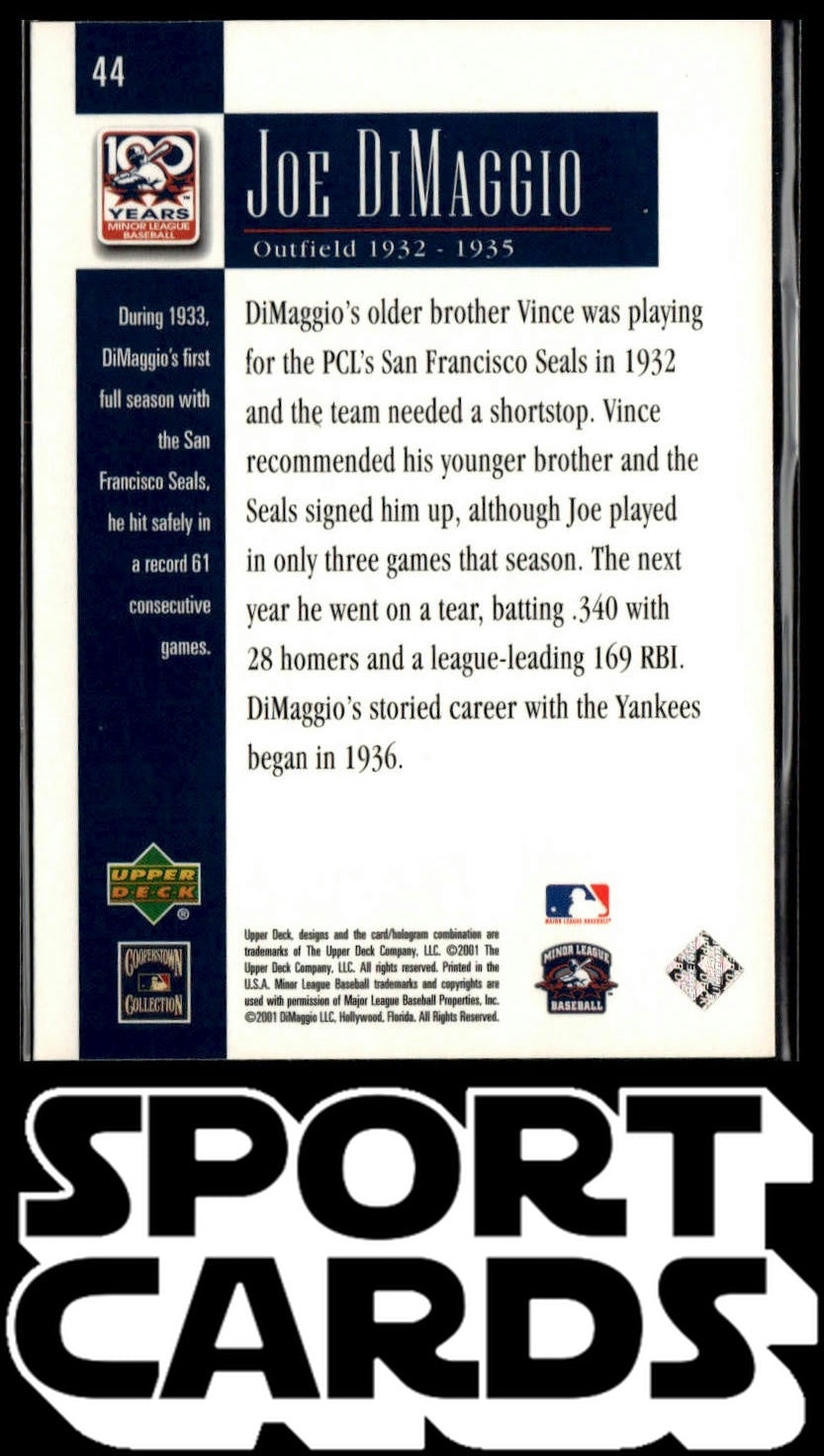 2001 Upper Deck Minors Centennial #44 Joe DiMaggio SportCards.com