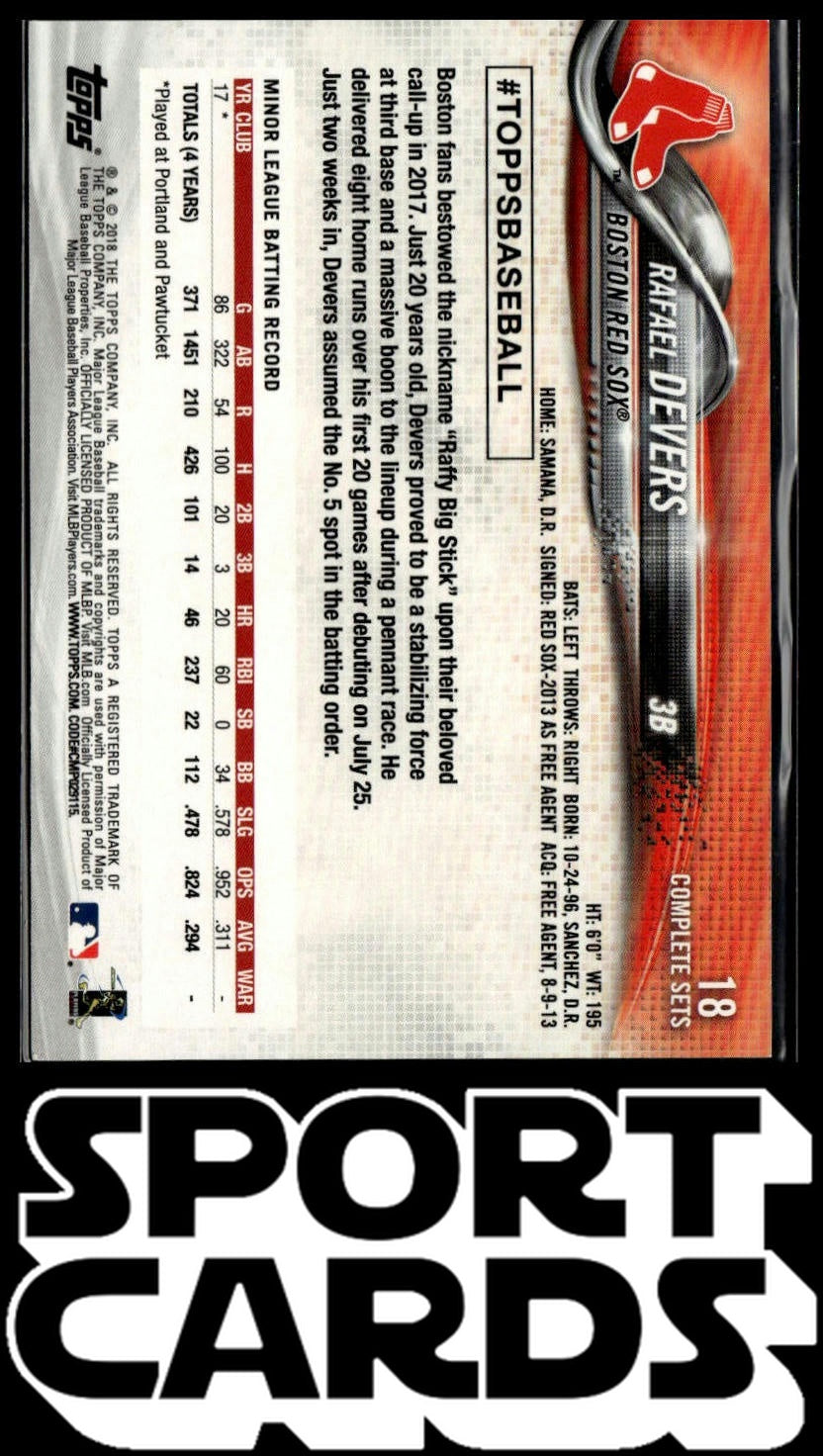 2018 Topps #18 Rafael Devers Factory Set Bonus: Rookie Image Variation