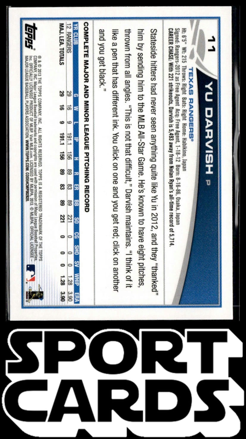 2013 Topps Texas Rangers #TEX1 Yu Darvish SportCards.com