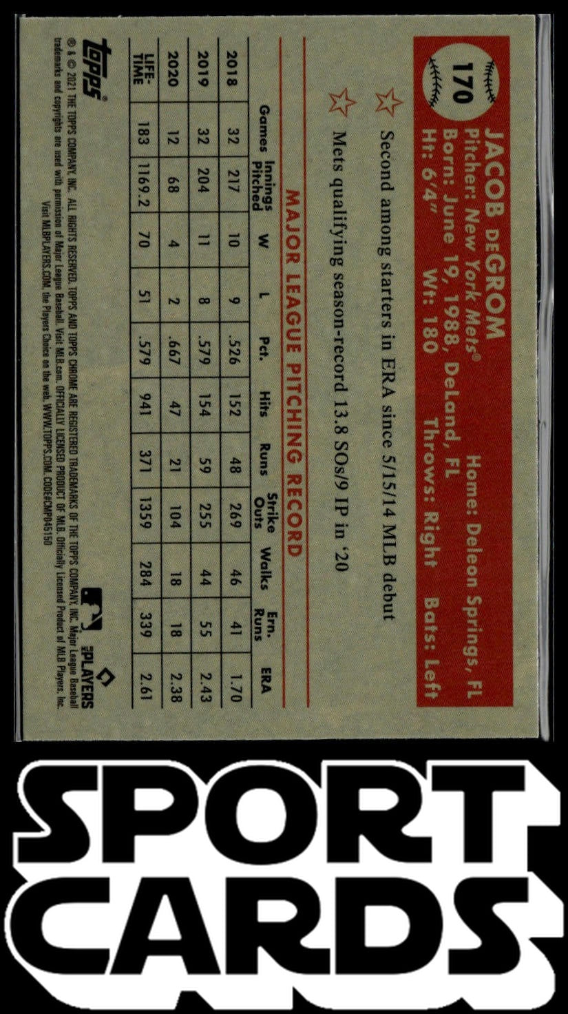2021 Topps Chrome Platinum Anniversary #170 Jacob deGrom SportCards.com