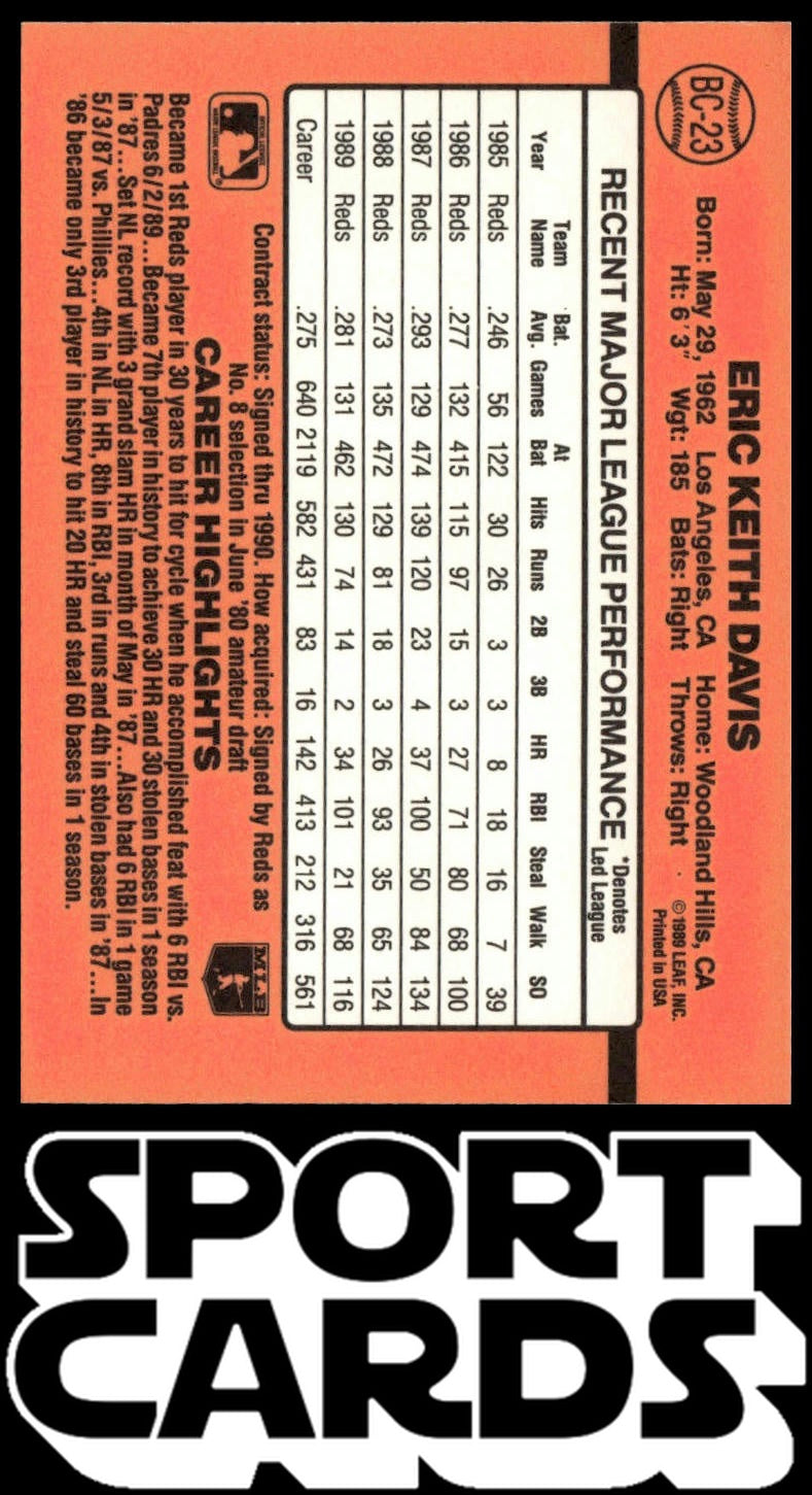 1990 Donruss #BC-23 Eric Davis Bonus MVP's SportCards.com