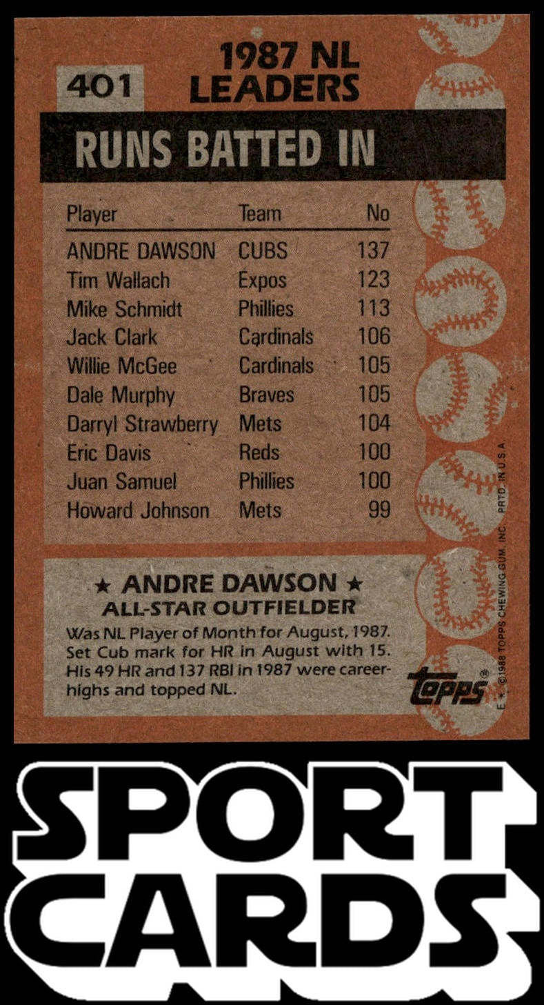 1988 Topps #401 Andre Dawson SportCards.com