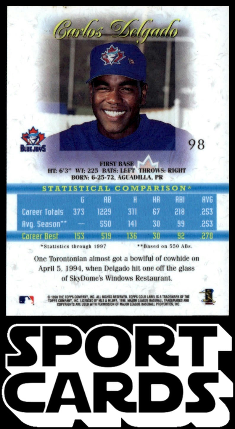 1998 Topps Gold Label #98 Carlos Delgado SportCards.com