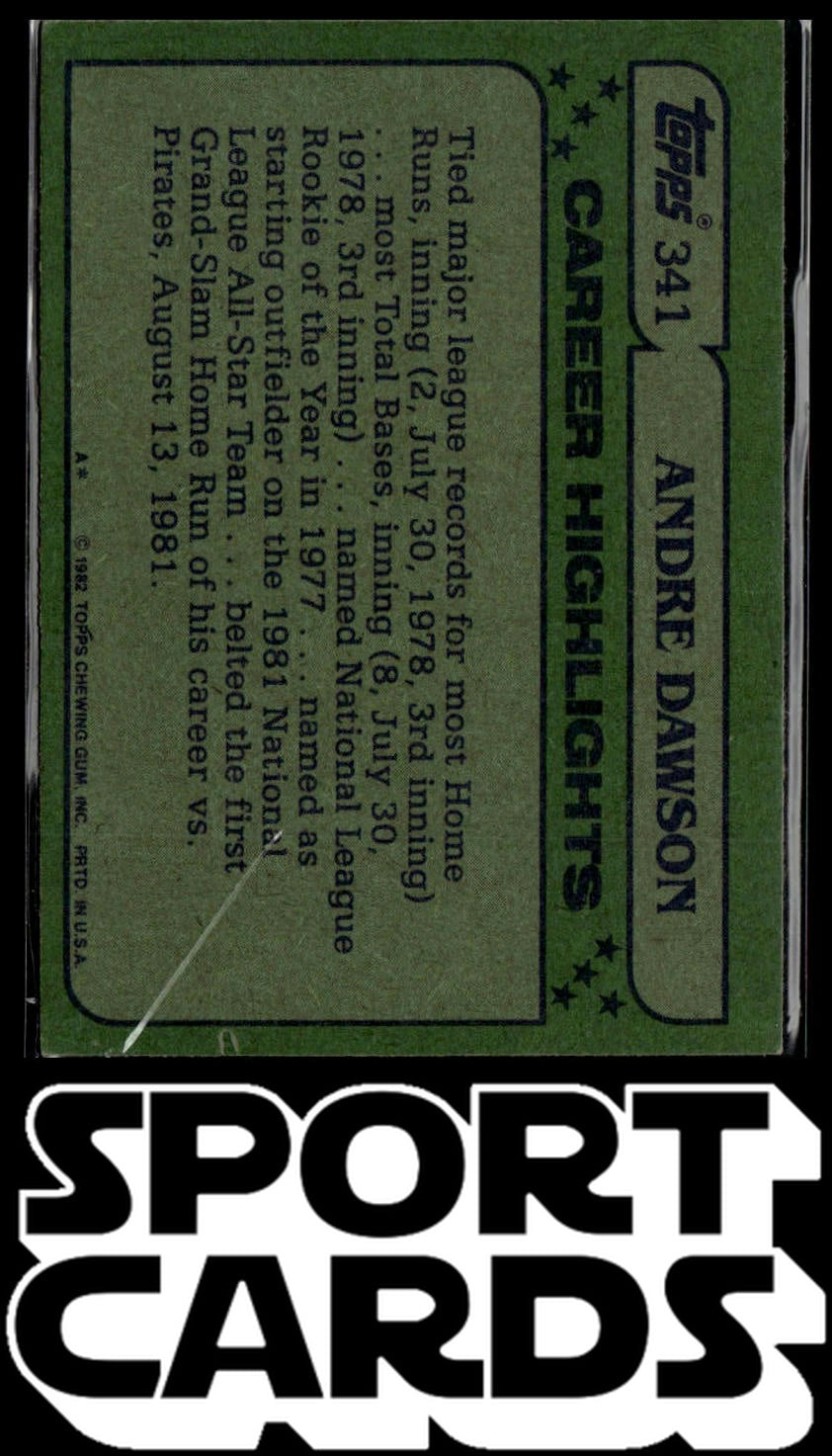 1982 Topps #341 Andre Dawson SportCards.com
