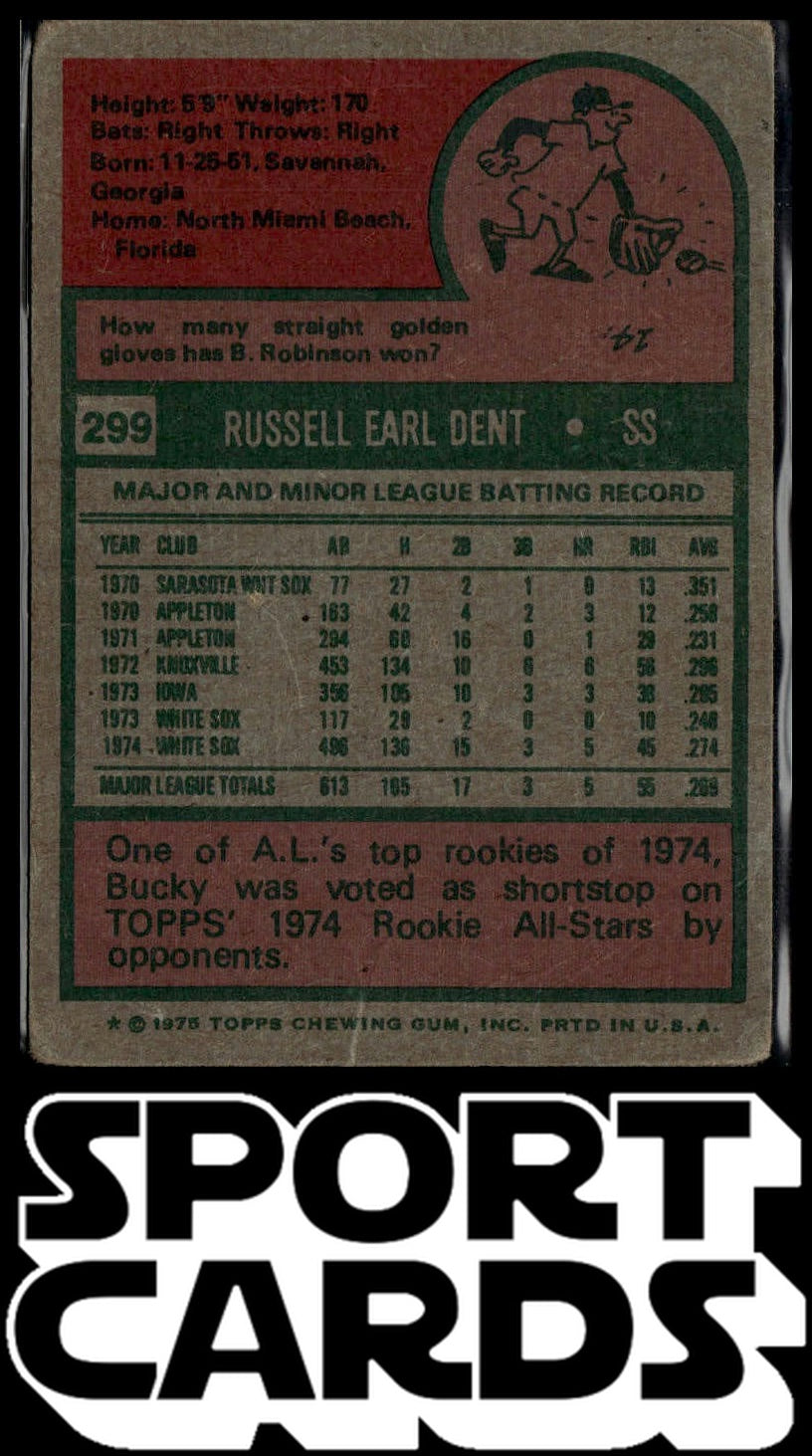 1975 Topps #299 Bucky Dent SportCards.com