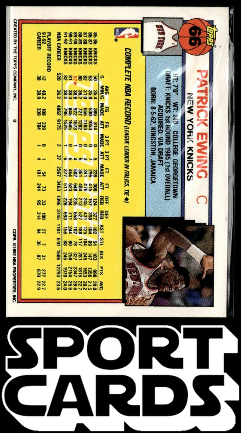 1992-93 Topps #66 Patrick Ewing Gold SportCards.com