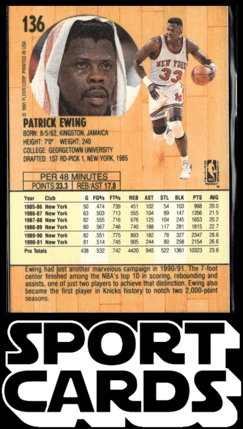 1991-92 Fleer #136 Patrick Ewing 3D Acrylic SportCards.com