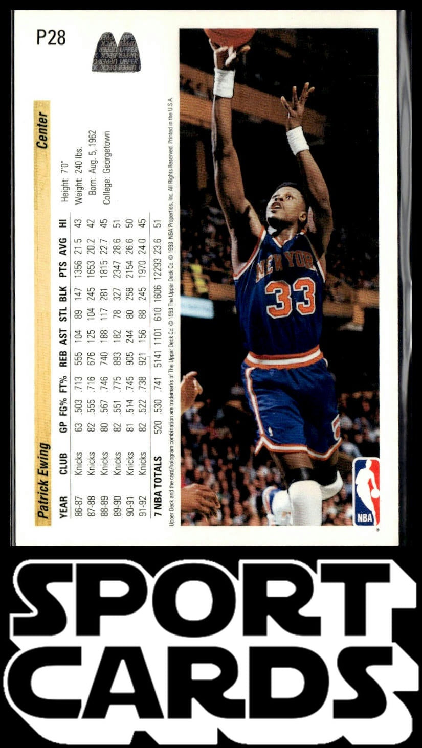 1992-93 Upper Deck McDonald's #P28 Patrick Ewing SportCards.com
