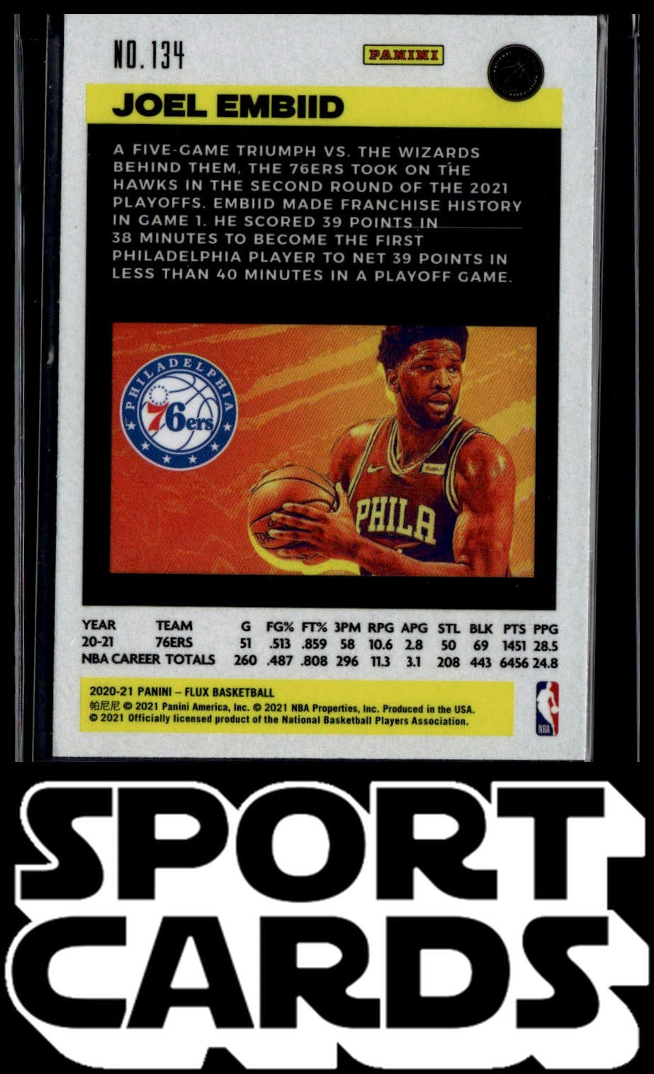 2020-21 Panini Flux #134 Joel Embiid Blue Mojo #/99 SportCards.com
