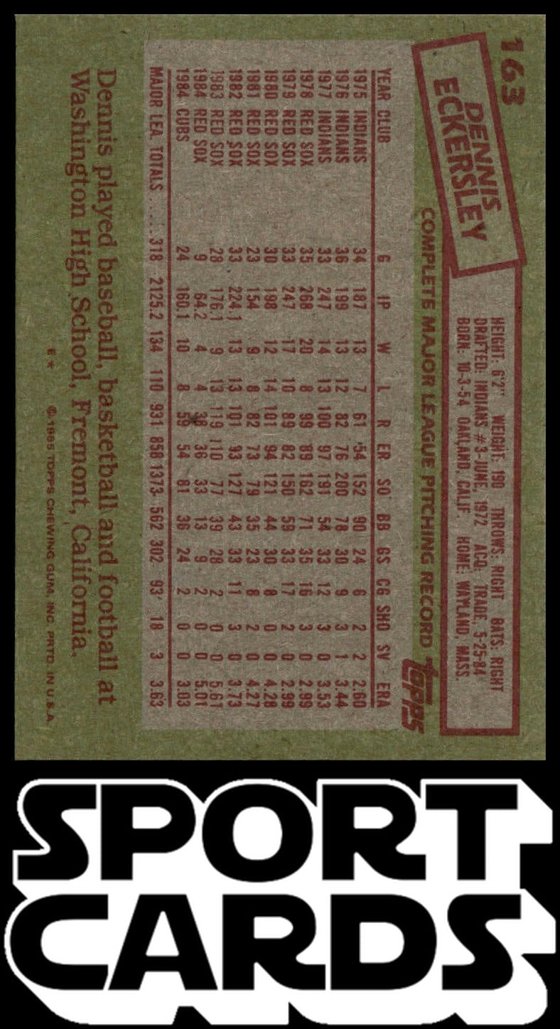 1985 Topps #163 Dennis Eckersley SportCards.com