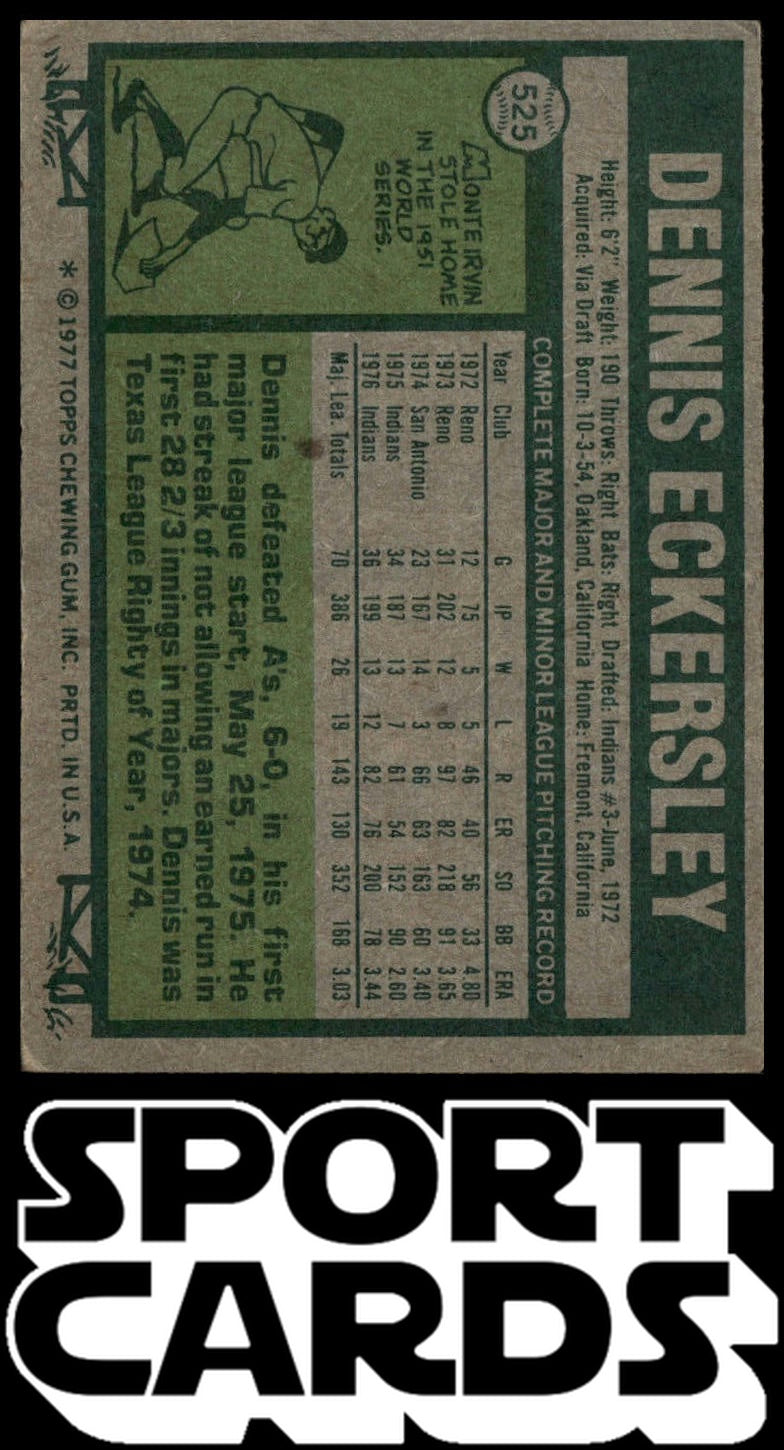 1977 Topps #525 Dennis Eckersley SportCards.com