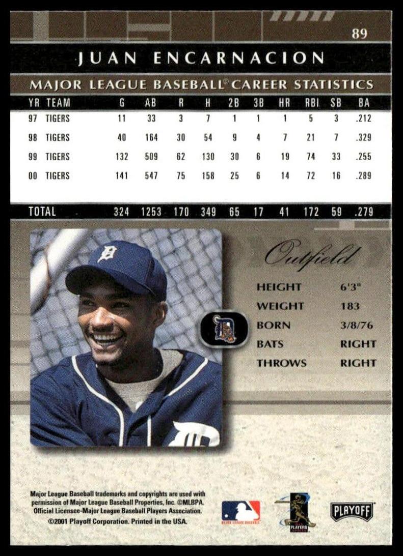 2001 Playoff Absolute Memorabilia #89 Juan Encarnacion SportCards.com