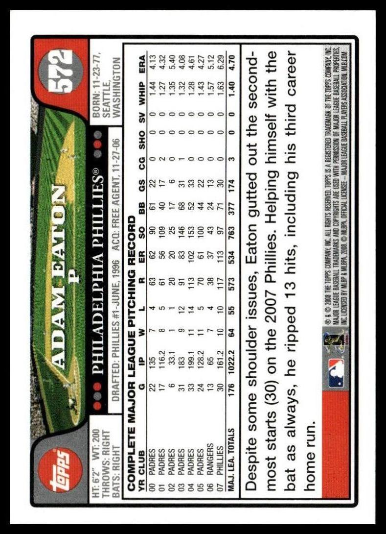 2008 Topps #572 Adam Eaton Gold Foil SportCards.com