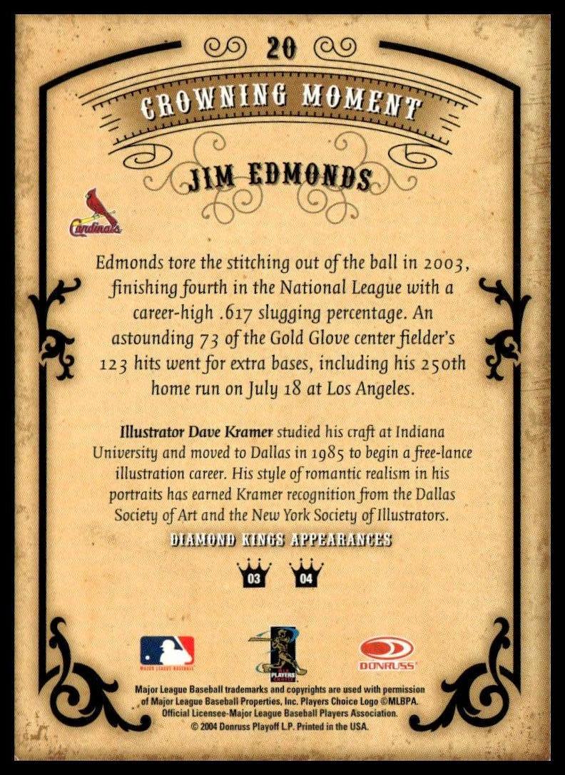 2004 Donruss Diamond Kings #20 Jim Edmonds Framed Silver #/100 SportCards.com