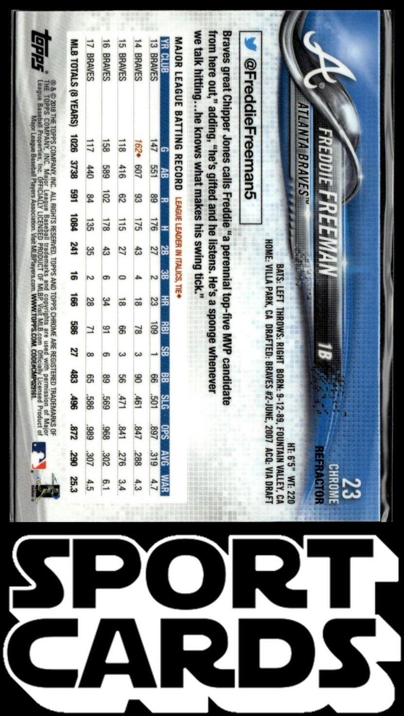 2018 Topps Chrome #23 Freddie Freeman Sepia Refractor SportCards.com
