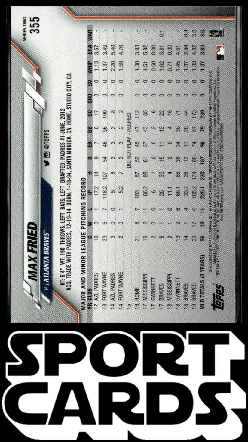 2020 Topps #355 Max Fried Gold #/2020 SportCards.com