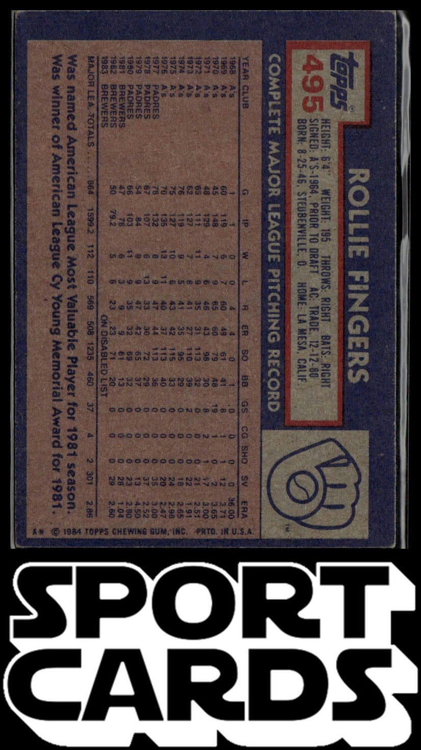 1984 Topps Head-In-Box Proofs #NNO Rollie Fingers SportCards.com