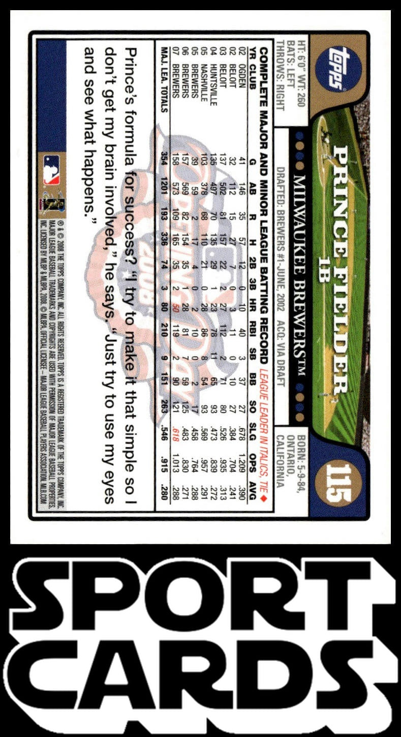 2008 Topps Opening Day #115 Prince Fielder SportCards.com