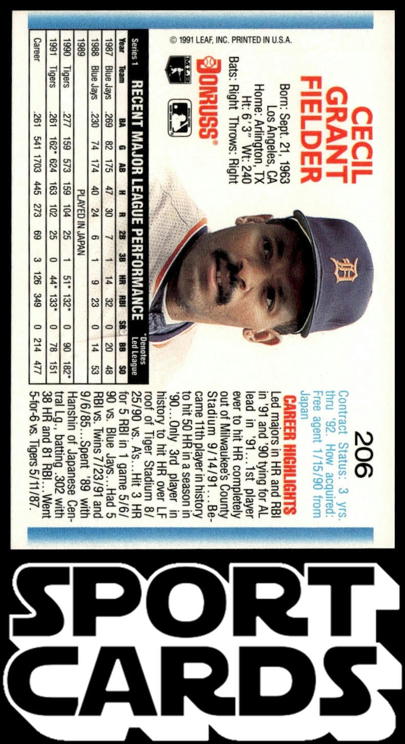 1992 Donruss #206 Cecil Fielder SportCards.com