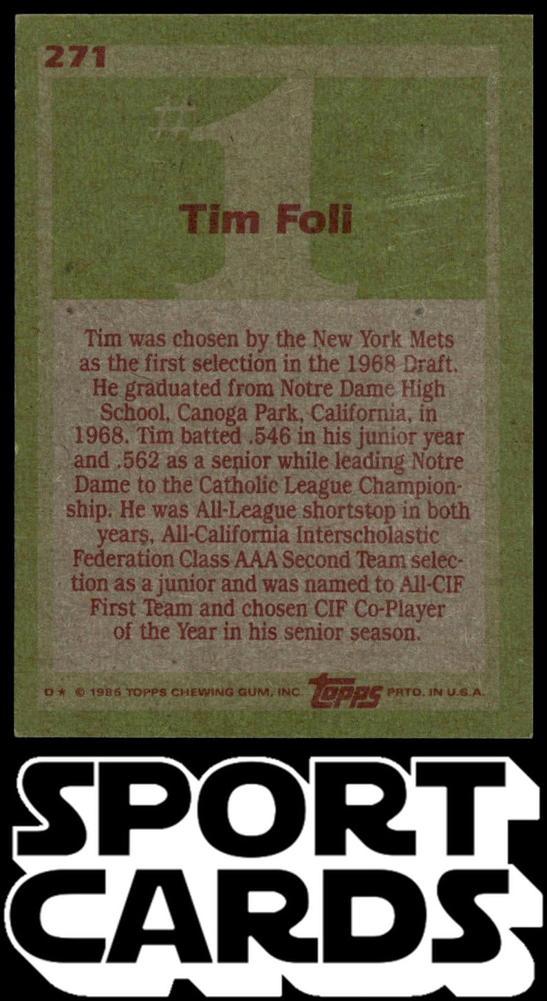 1985 Topps #271 Tim Foli SportCards.com