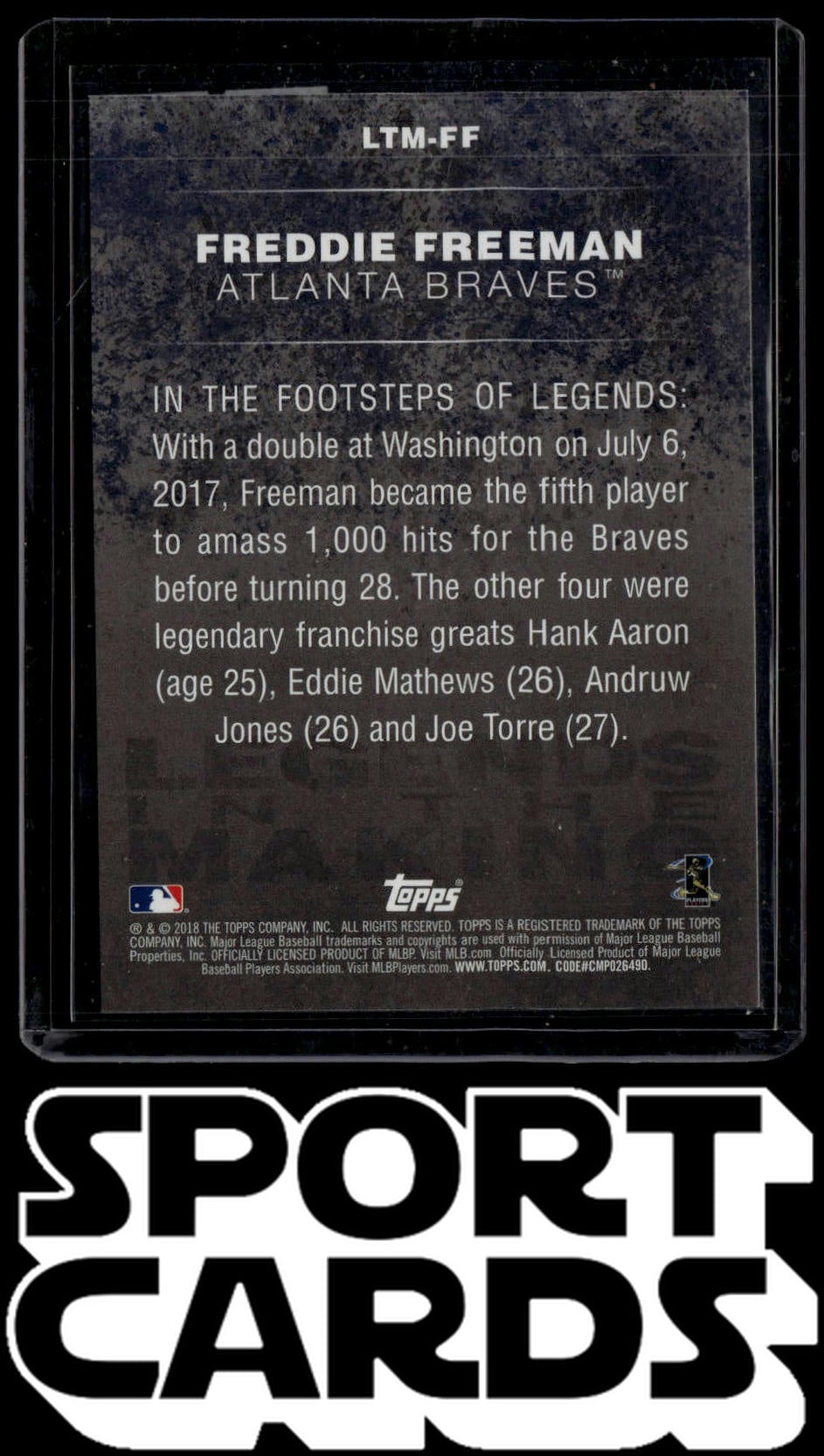 2018 Topps #LTM-FF Freddie Freeman Legends in the Making (Series 1)