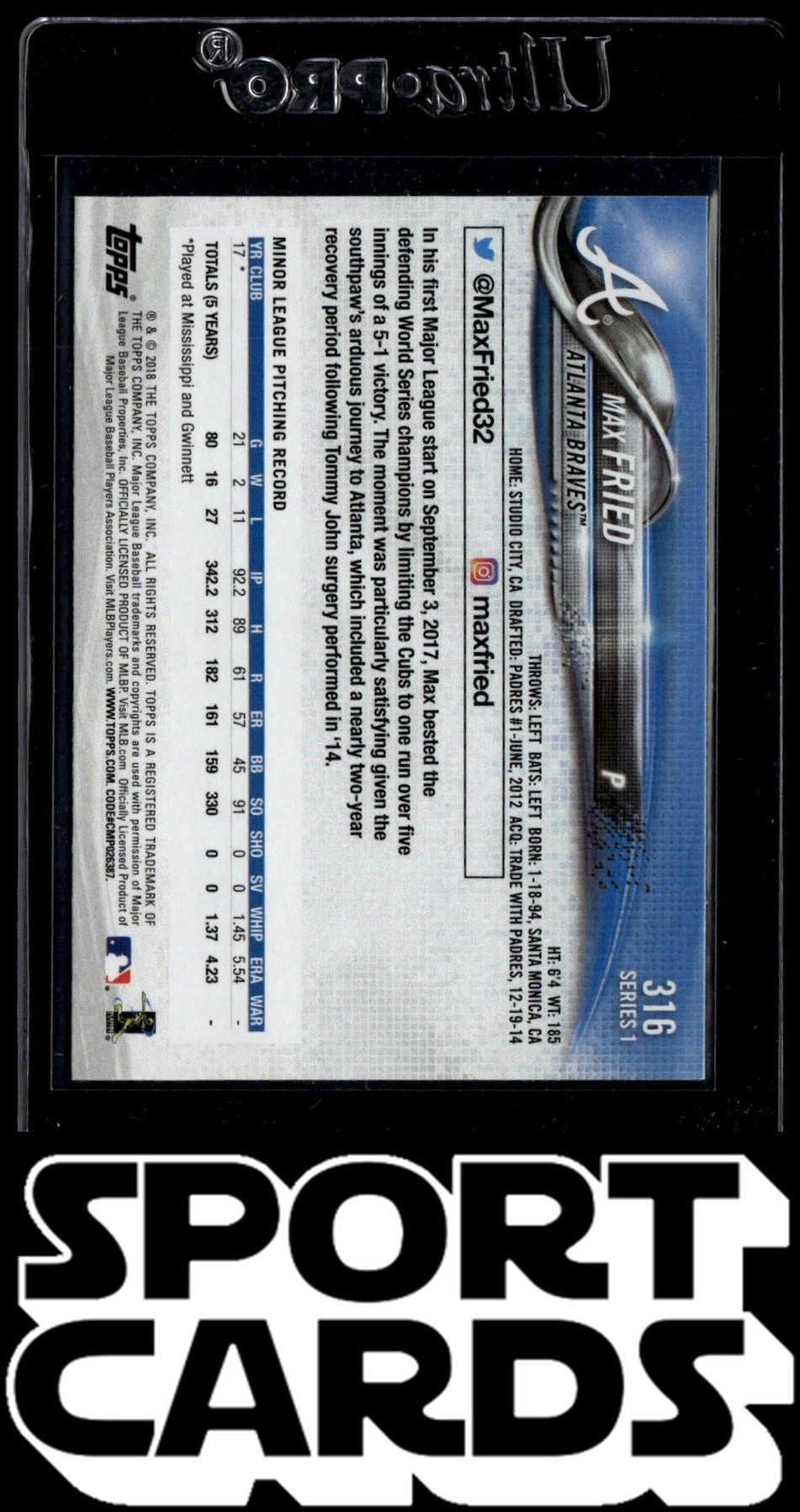 2018 Topps #316 Max Fried SportCards.com