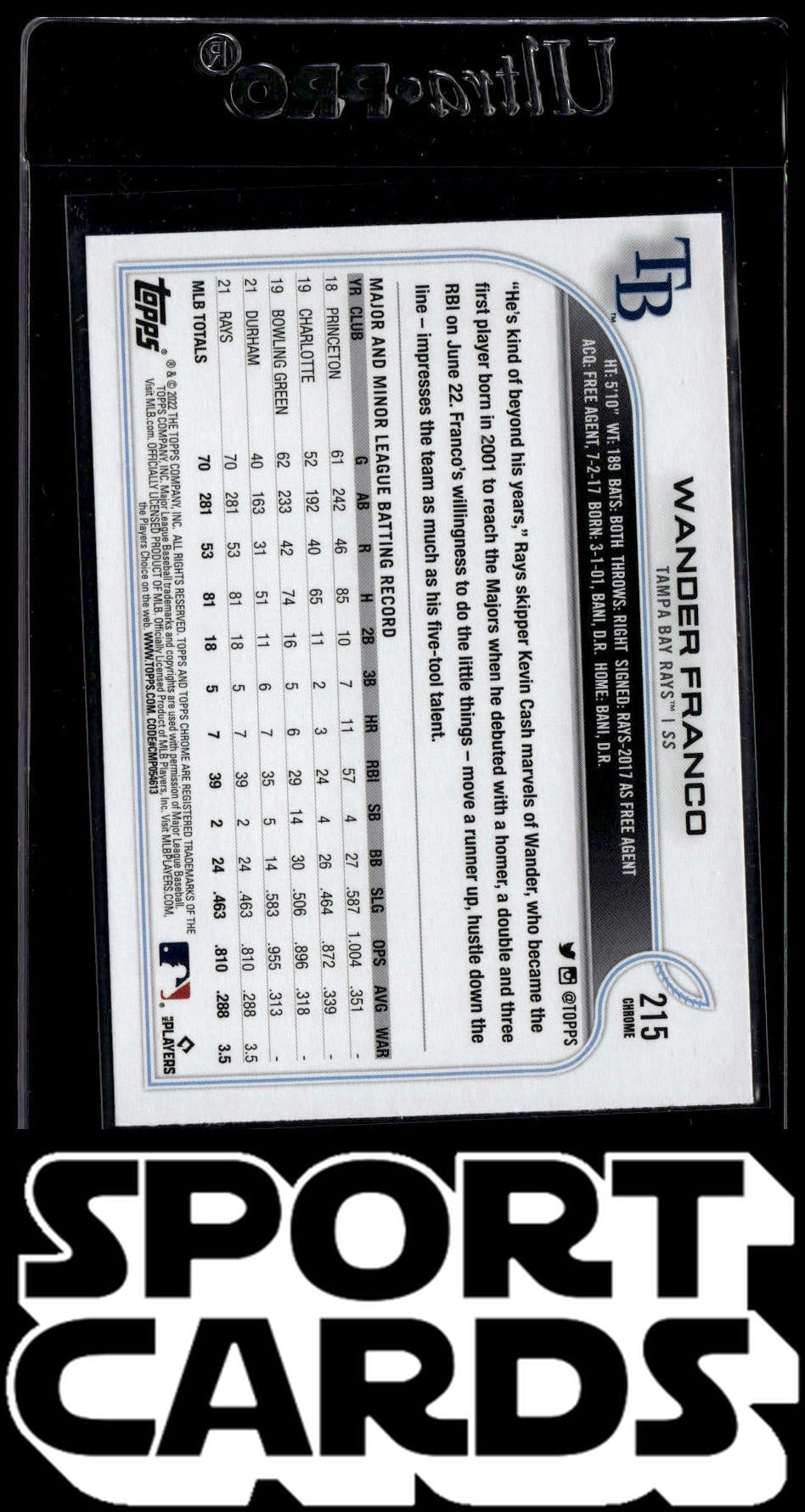 2022 Topps #215 Wander Franco Rookie Image Variations SportCards.com