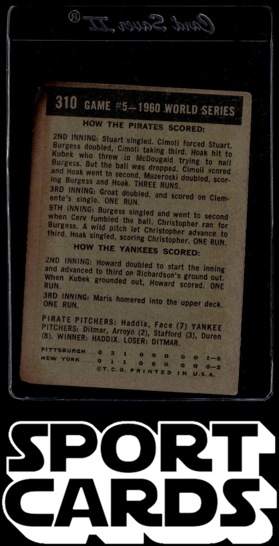 1961 Topps #310 1960 World Series Game #5 - Face Saves The Day SportCards.com