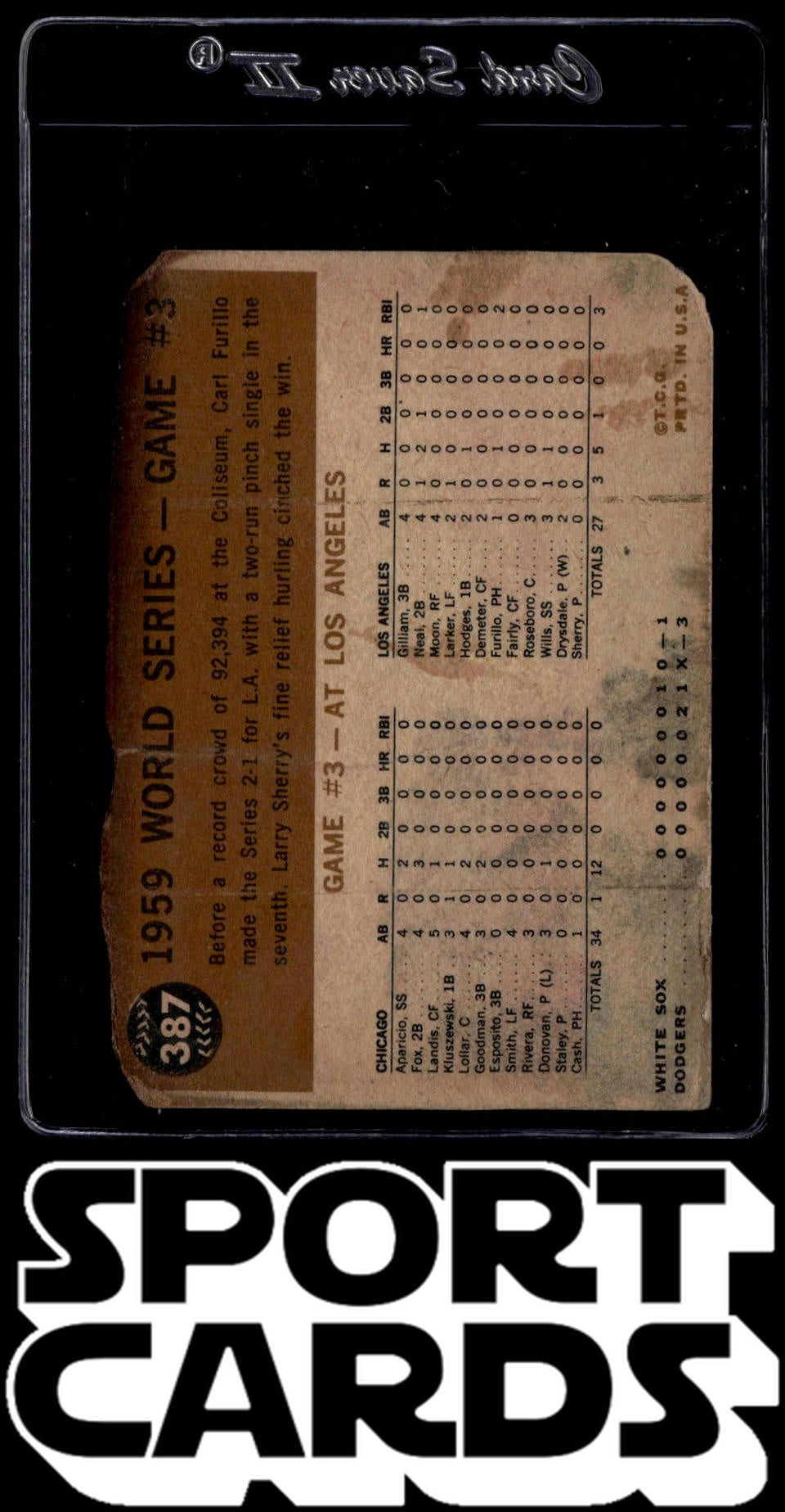 1960 Topps #387b 1959 World Series Game # 3
