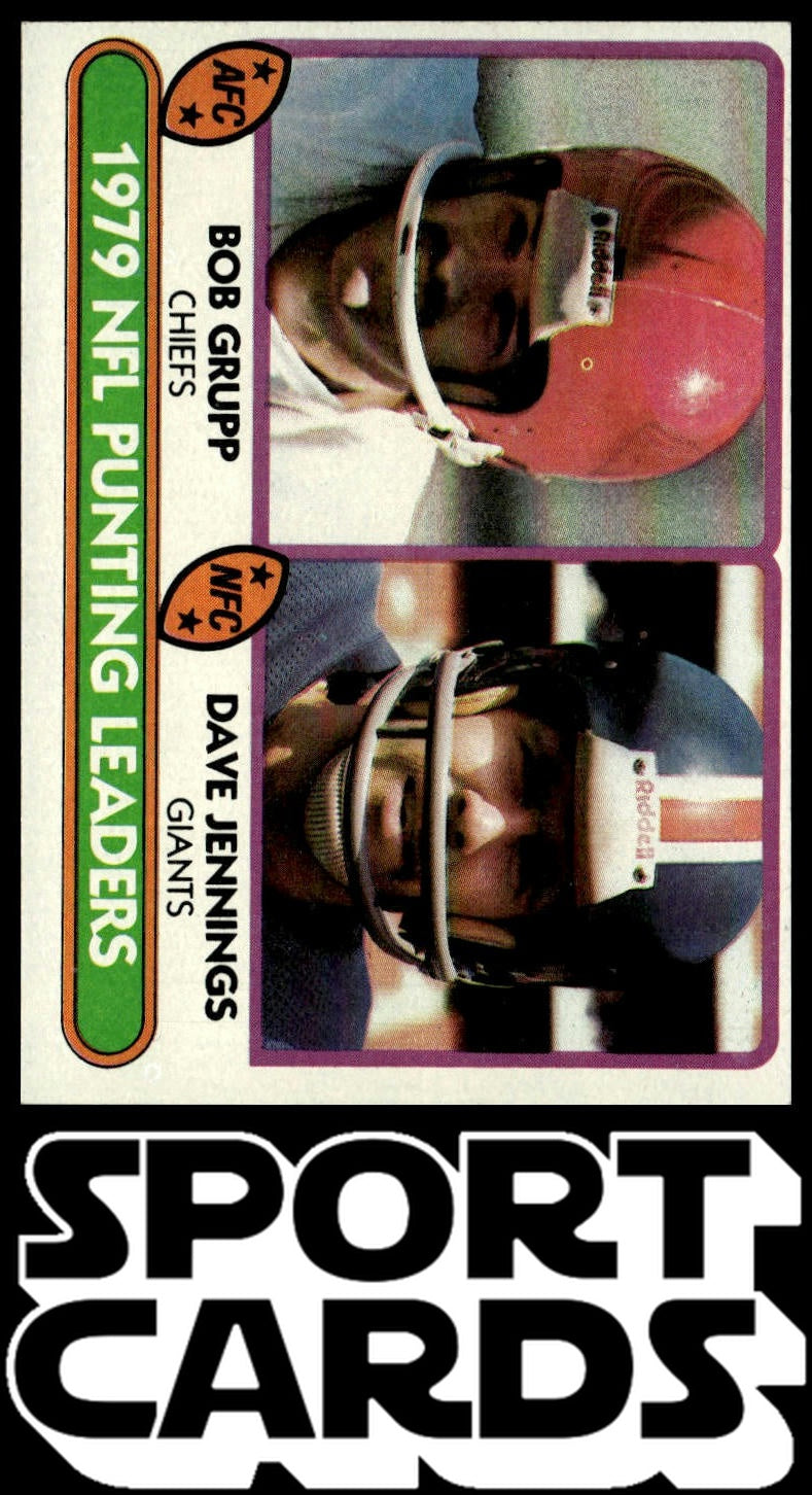 1980 Topps #336 1979 Punting Leaders - Bob Grupp / Dave Jennings SportCards.com