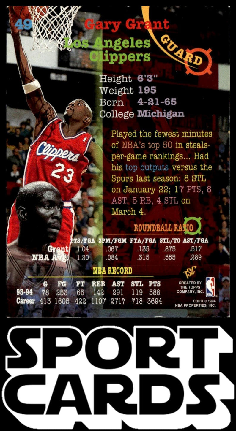 1994-95 Stadium Club #49 Gary Grant SportCards.com