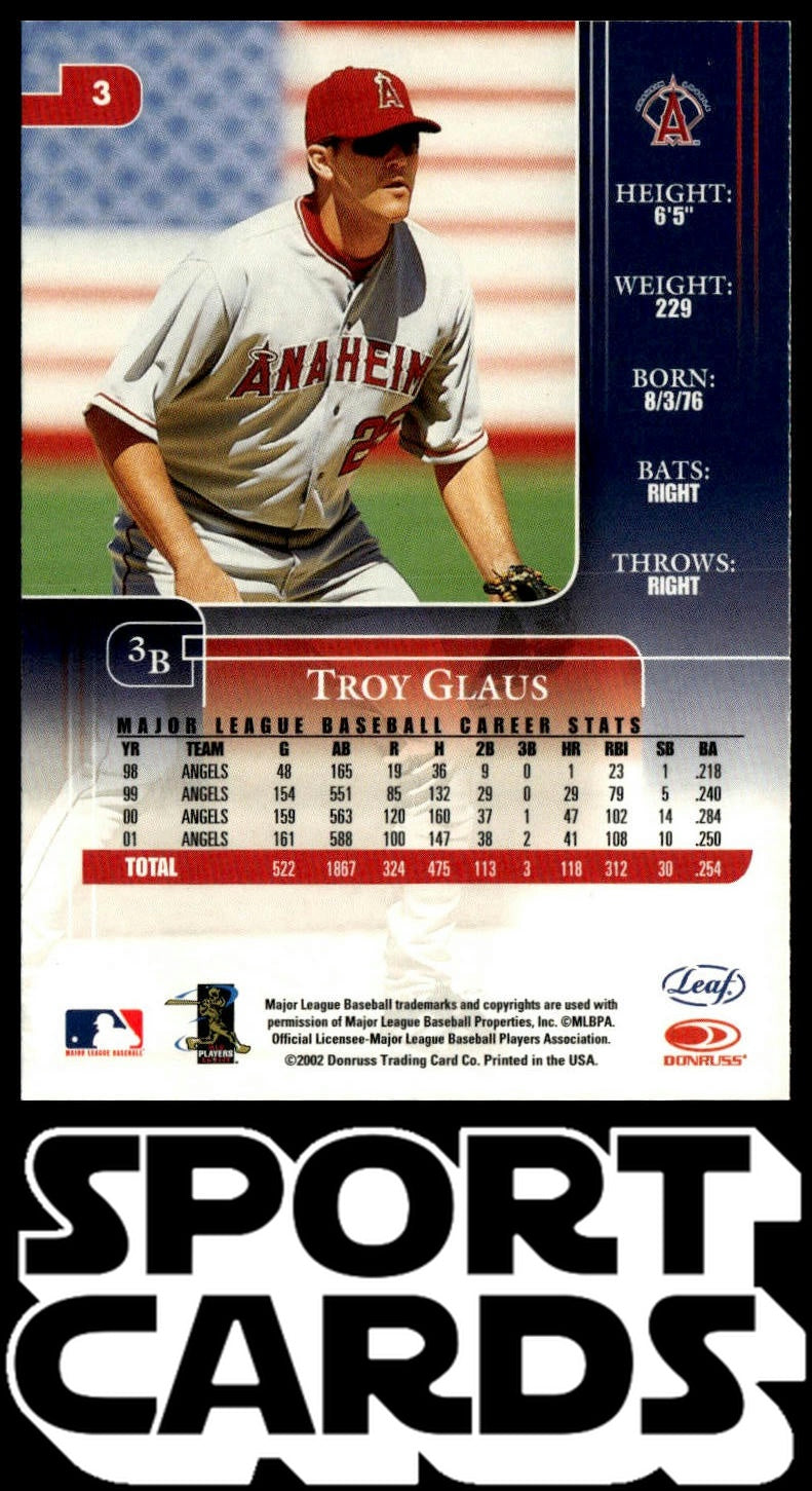 2002 Leaf Rookies & Stars #3 Troy Glaus SportCards.com