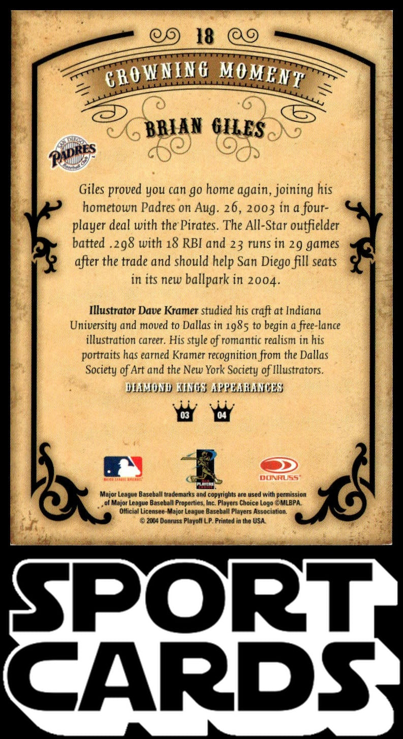 2004 Donruss Diamond Kings #18 Brian Giles Framed Silver #/100 SportCards.com
