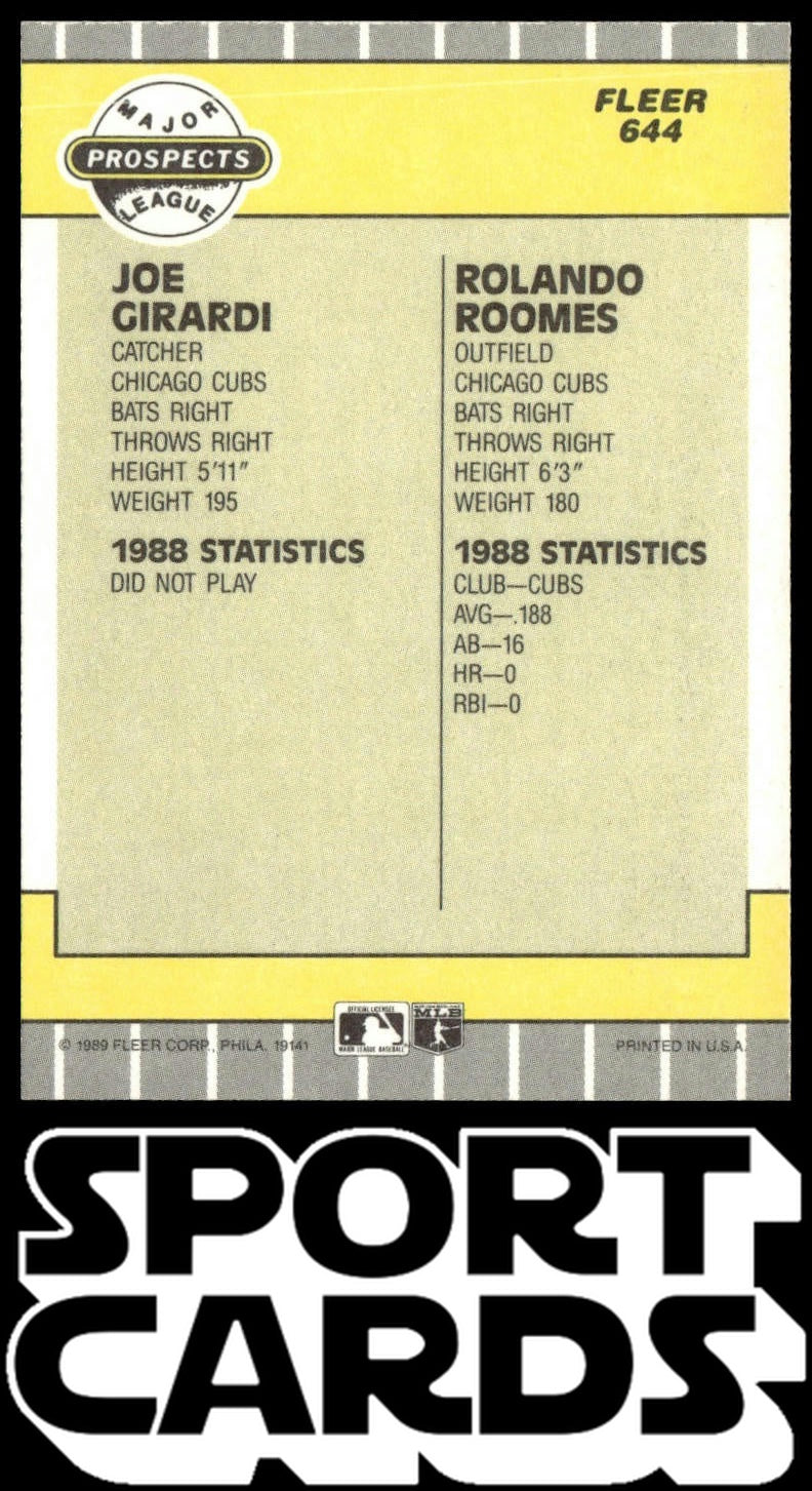 1989 Fleer #644 Joe Girardi / Rolando Roomes SportCards.com