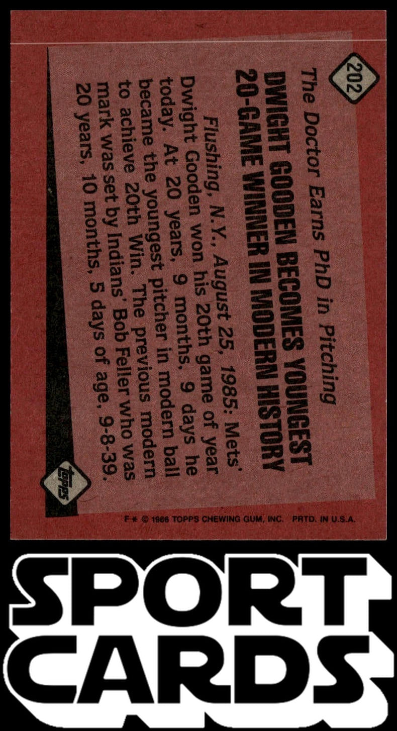 1986 Topps #202 Dwight Gooden SportCards.com
