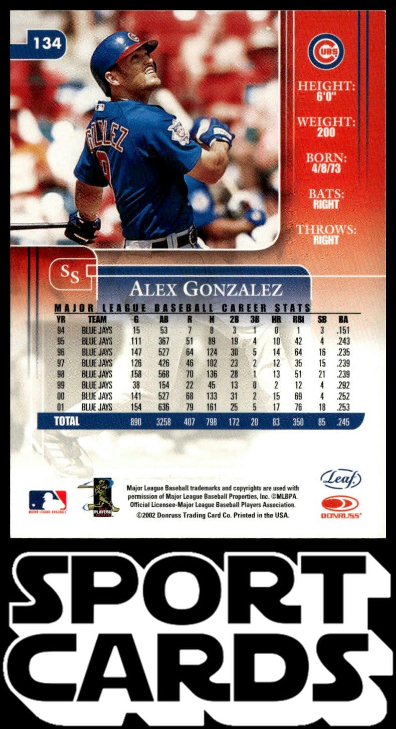 2002 Leaf Rookies & Stars #134 Alex Gonzalez SportCards.com