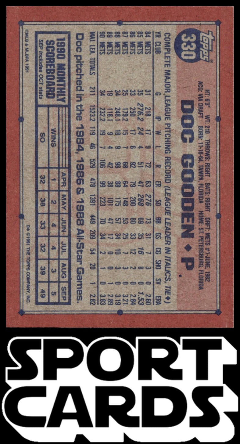 1991 Topps Micro #330 Doc Gooden SportCards.com