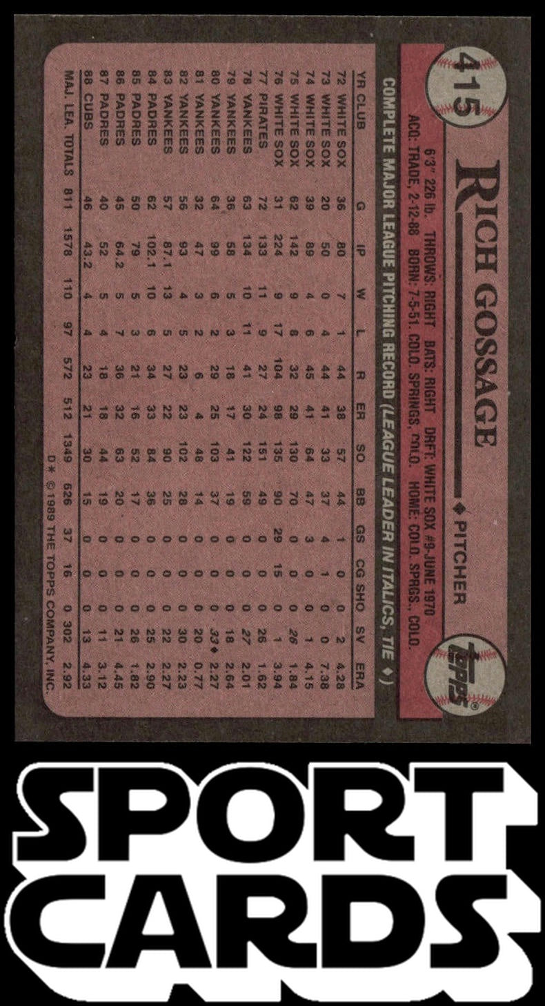 1989 Topps #415 Rich Gossage SportCards.com