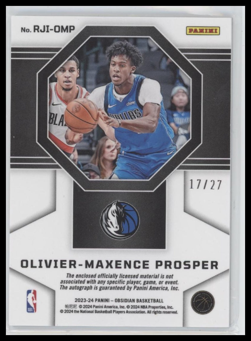 Olivier-Maxence Prosper 2023-24 Panini Obsidian #214 Electric Etch Blue #/27