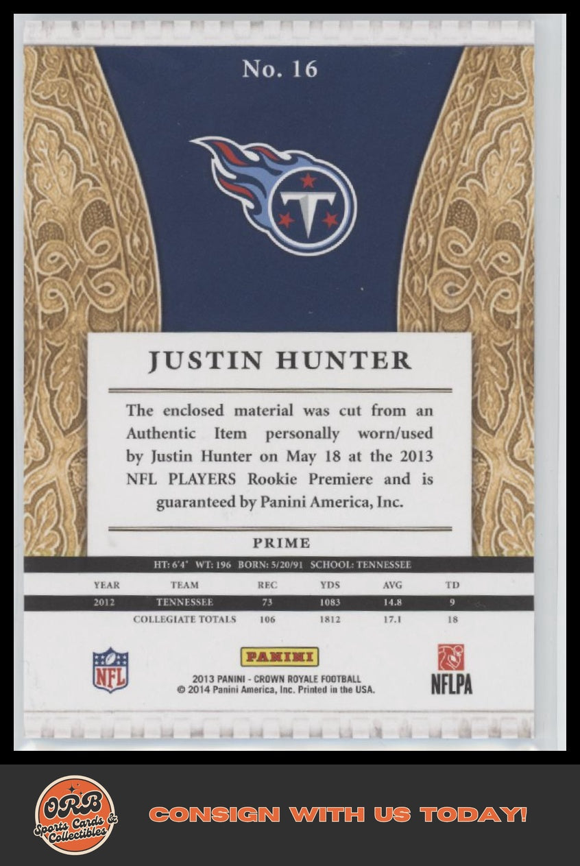 Justin Hunter 2013 Panini Crown Royale #16 Rookie Silhouettes Prime #/99