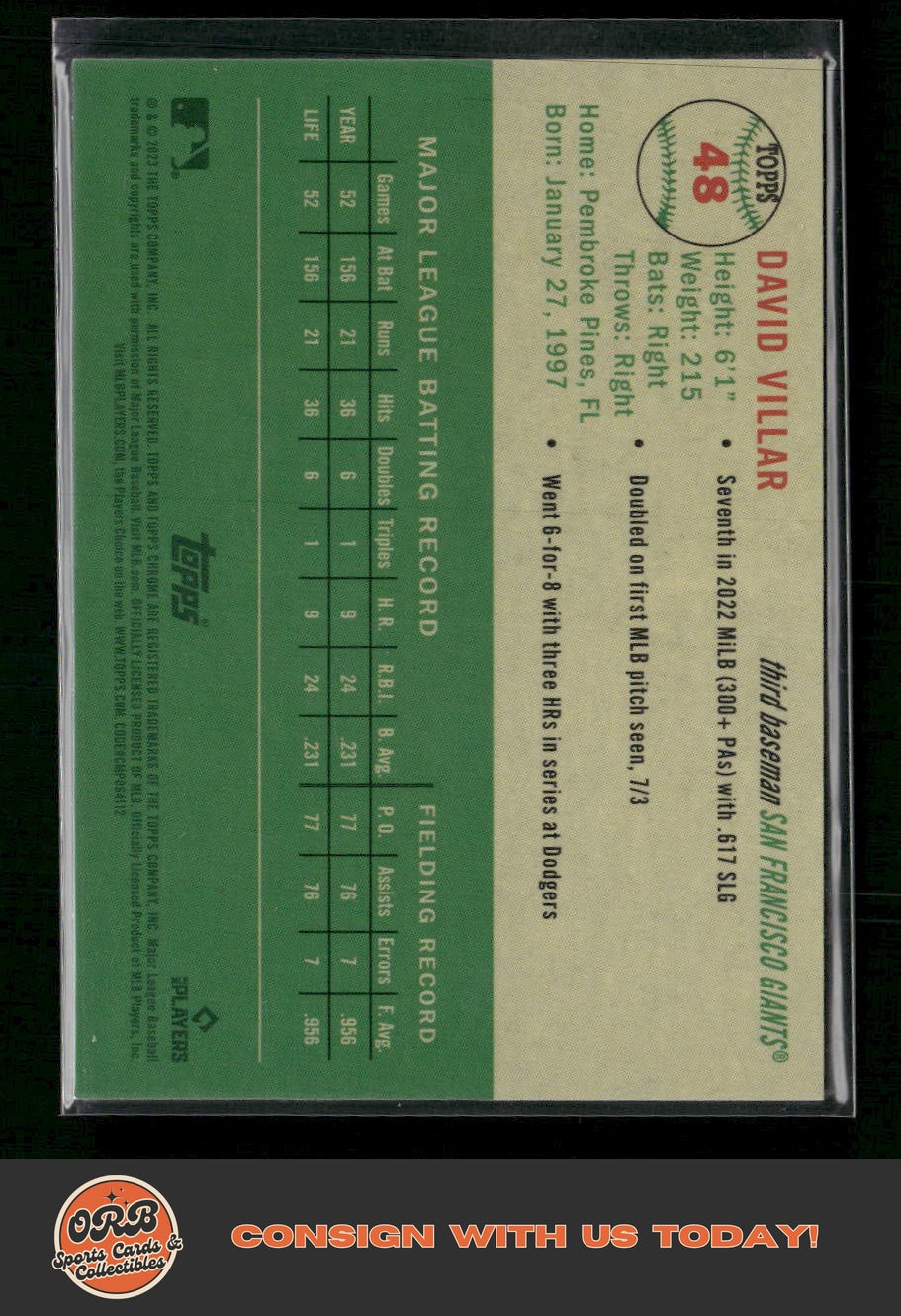 David Villar 2023 Topps Chrome Platinum Anniversary #48 Orange Refractor #/25