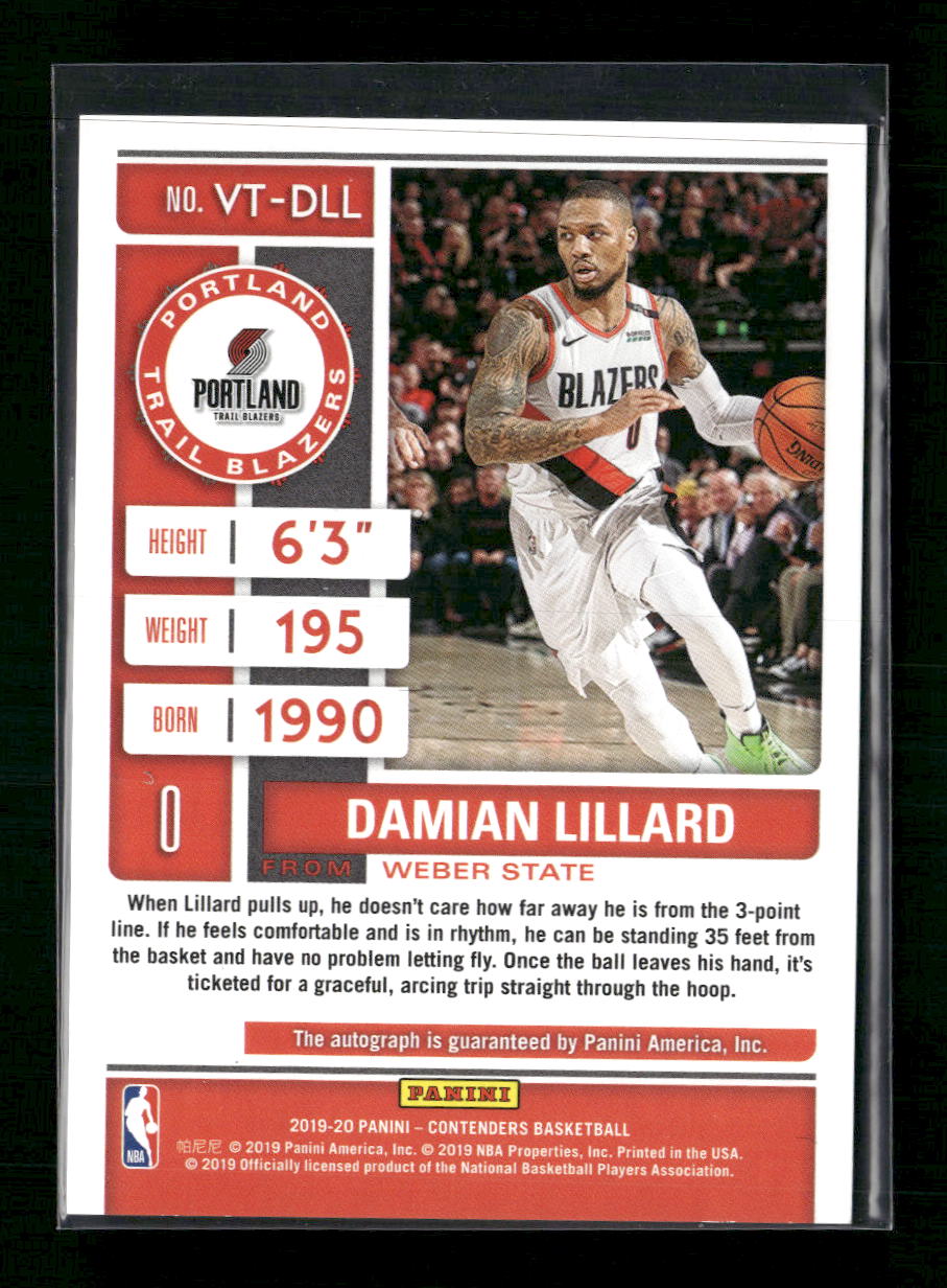 Damian Lillard 2019-20 Panini Contenders #VT-DLL Veteran Playoff Ticket #/35 - Sport Cards
