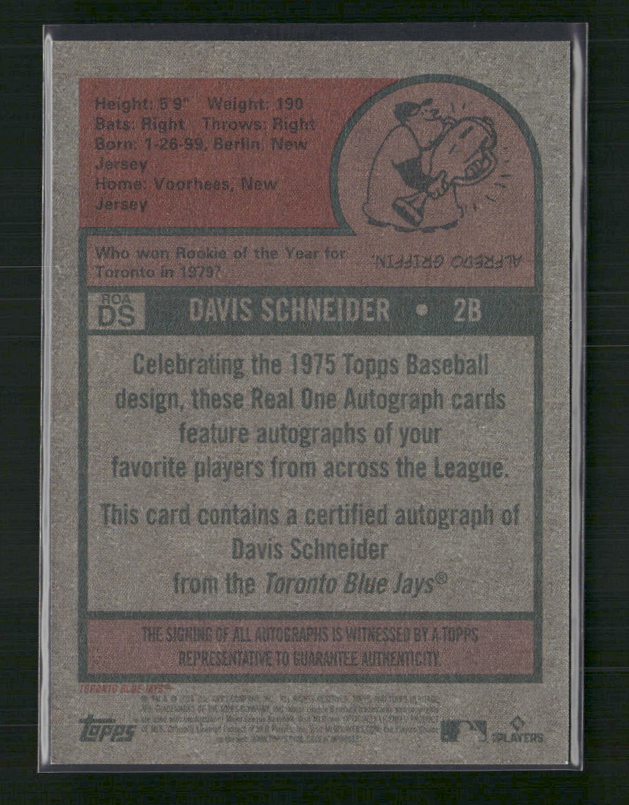 Davis Schneider 2024 Topps Heritage #ROADS Real One Autographs (High Number)