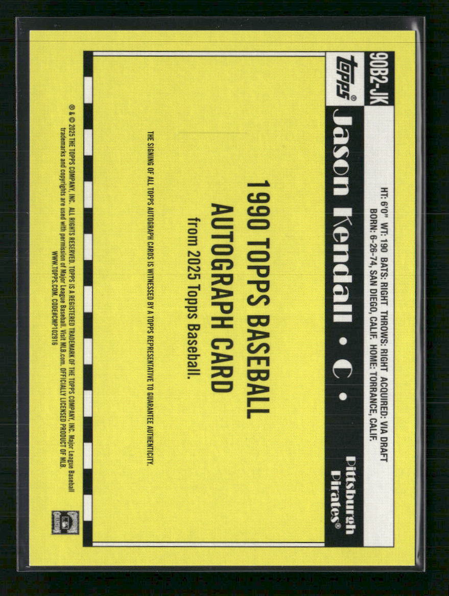 Jason Kendall 2025 Topps #90B2-JK 1990 Topps Baseball 35th Anniversary Auto