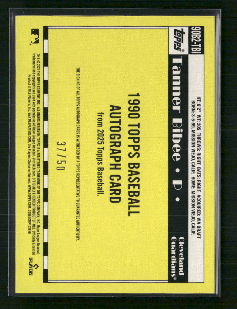 Tanner Bibee 2025 Topps Baseball 35th Anniversary Auto Gold #/50