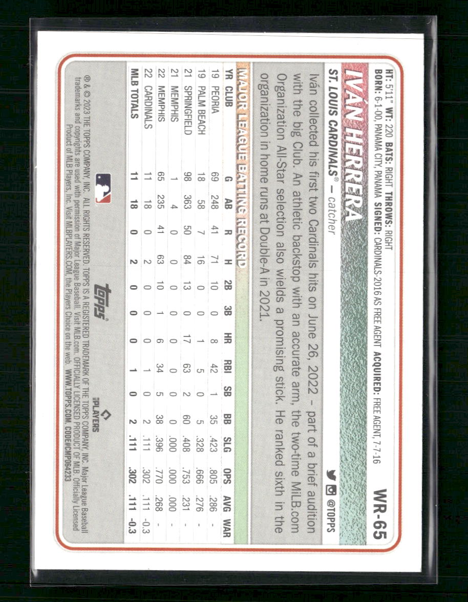 Ivan Herrera 2023 Topps Big League Wrapper Redemption #WR-65 Orange Foil #/25