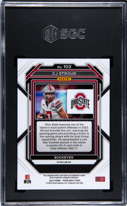 Cj Stroud 2023 Panini Prizm Draft Picks #102 Red Ice Prizm SGC 10
