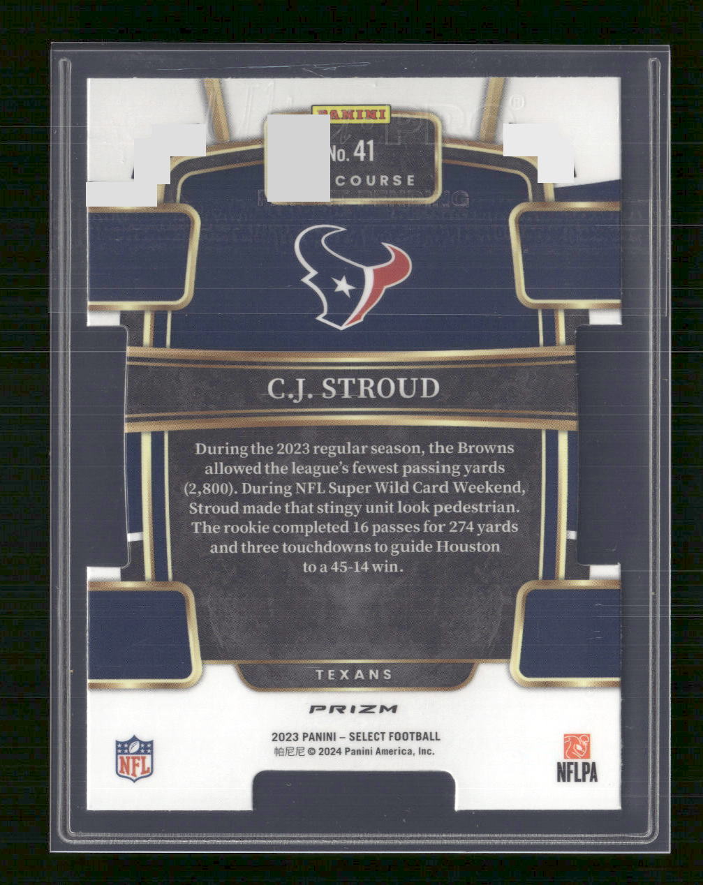 C.J. Stroud 2023 Panini Select #41 Silver Prizms Die Cuts