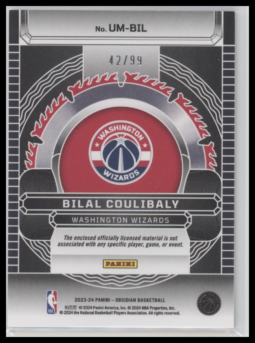 Bilal Coulibaly 2023-24 Panini Obsidian #UM-BIL Unbreakable Orange Flood #/99